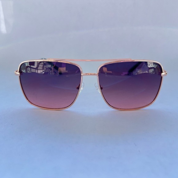 Quay Australia Hot Take Sunglasses Rose Gold Pink Smoke - Picture 5 of 8